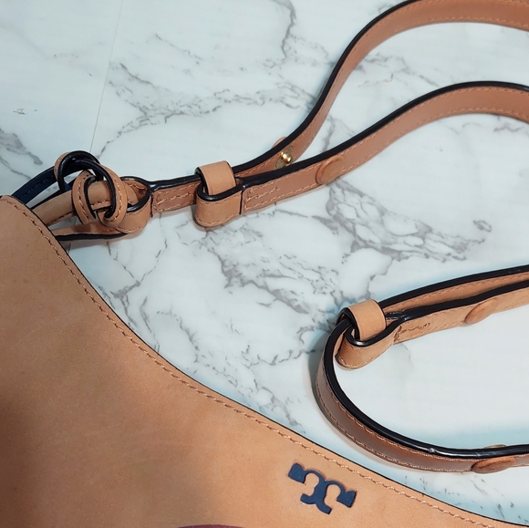 Tory Burch Nubuck Leather Utopia Floral Applique' Convertible Crossbody Bag - Picture 13 of 15